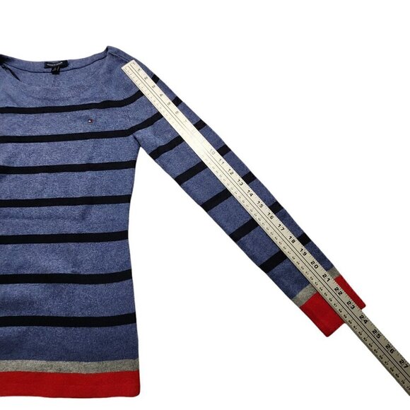 Tommy Hilfiger Womens Sweater Casual Striped 100% Cotton Blue Sz S - Picture 8 of 15
